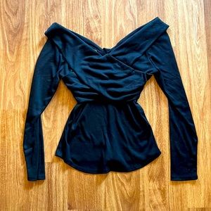 Off the shoulder black long sleeve top